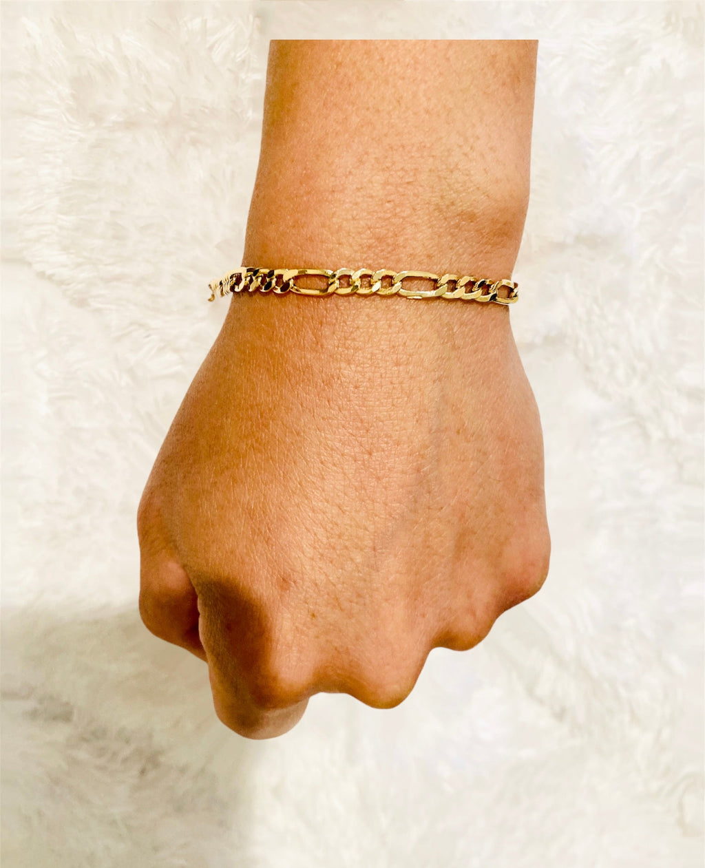 18K Figaro Bracelet Size 8