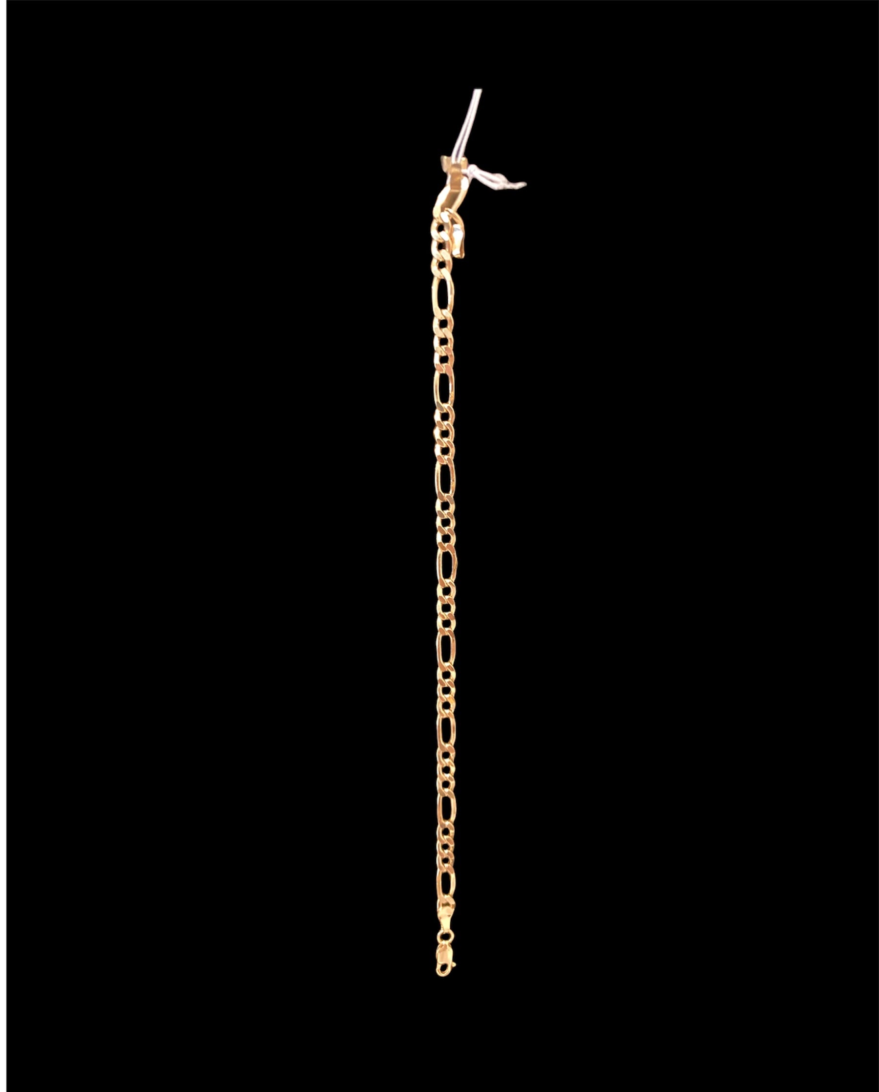 18K Figaro Bracelet Size 8