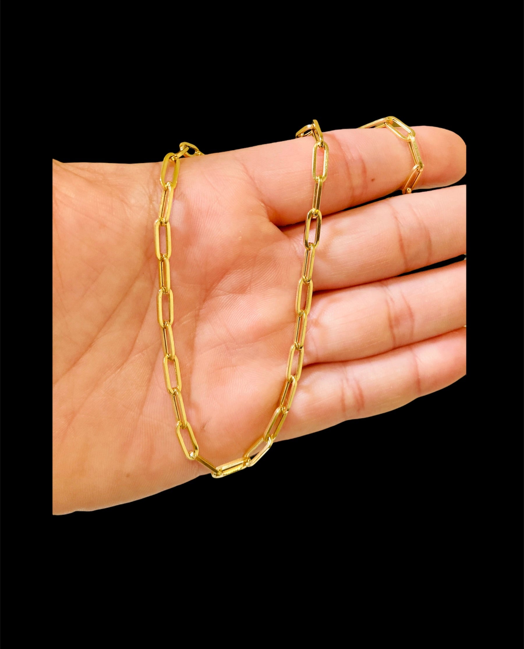 18K Paper Clip Necklace Size 16 inches