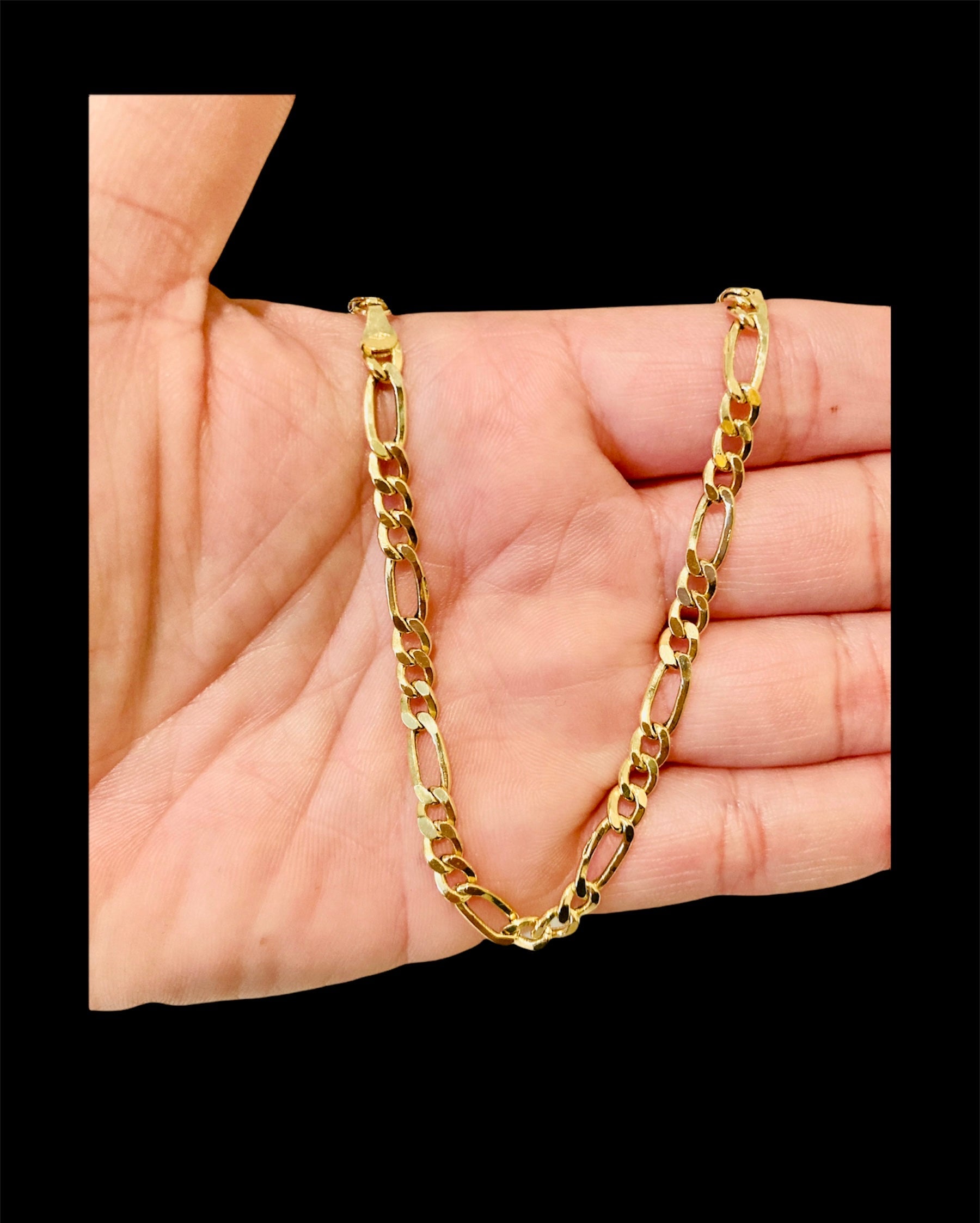 18K Figaro Bracelet Size 8
